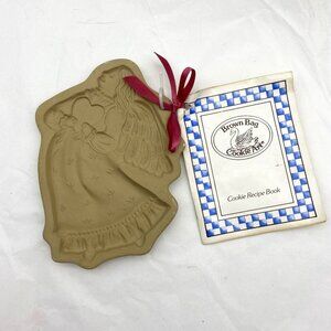 Christmas Brown Bag Cookie Art Angel Mold 1987 Hill Vintage w Recipe Tag Booklet